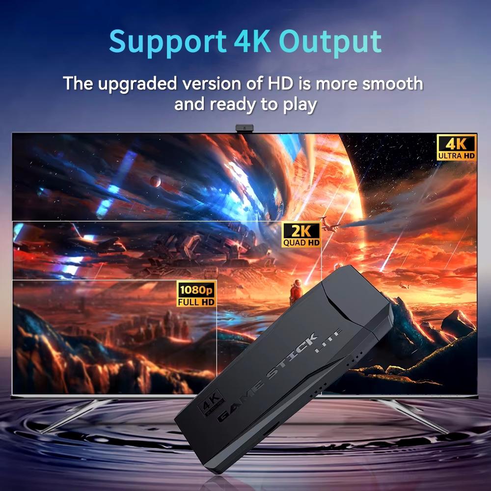 Беспроводная ретро-игровая консоль M8 с 40 000 встроенных классических игр, выход 4K HDMI на ТВ, два беспроводных контроллера 2.4G, 64G ностальгический игровой стик