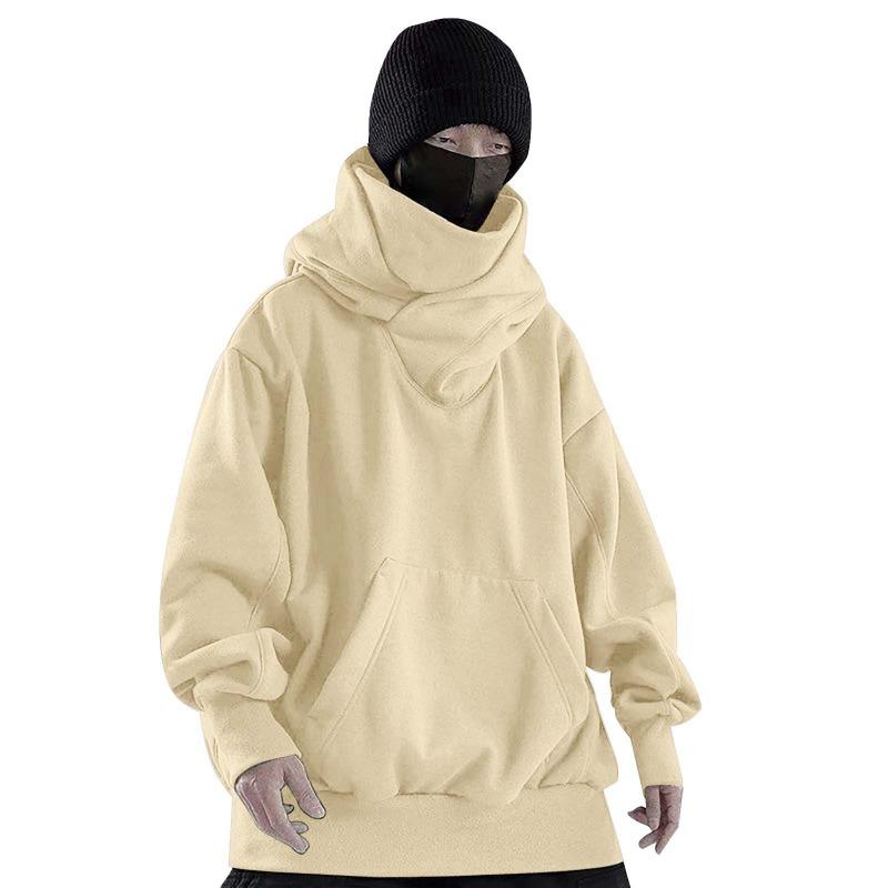 Autumn New  Pile Collar Plus Velvet Hooded Sweatshirt Loose Casual Pullover Top Trendy Versatile