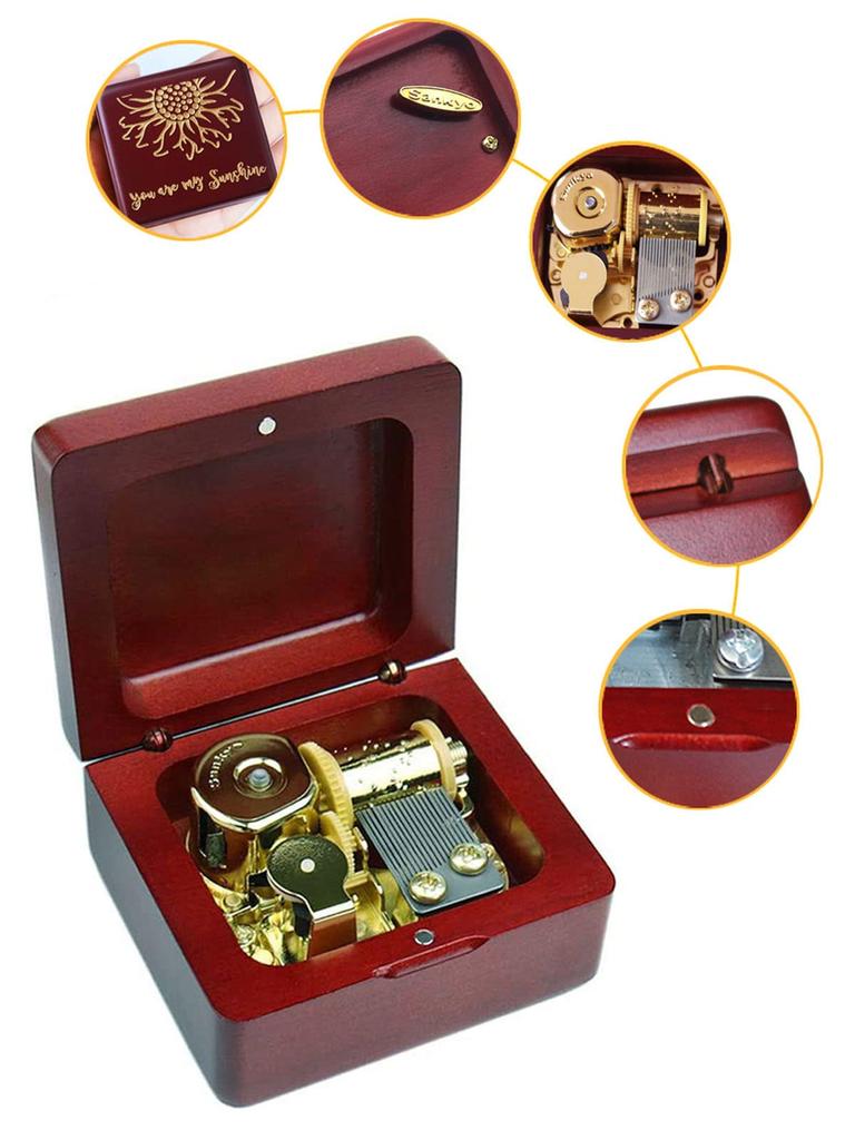 Музыкальная шкатулка Sinzyo You are My Sunshine, деревянная музыкальная шкатулка. Идеальный подарок или украшение для ваших красных годовщин, дней рождения, праздников, комнаты.. (вино