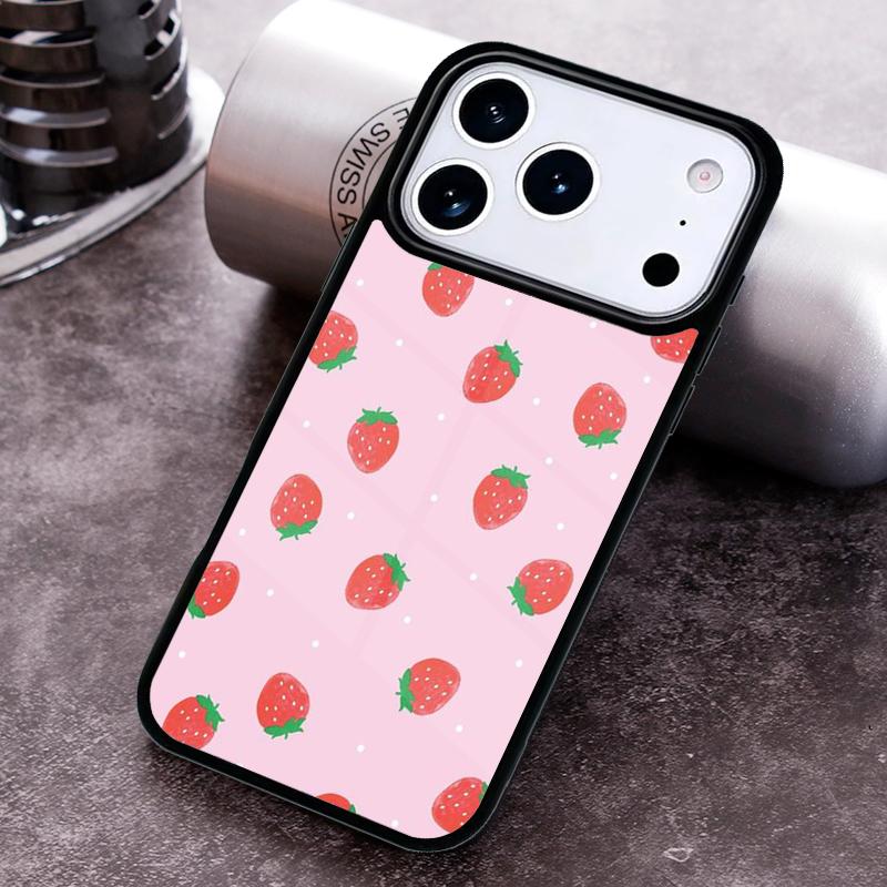Pink Cherries Cherry Strawberry Phone Case for iPhone 17 16 15 Pro Max Air 14 13 12 11 Plus Shockproof Capa Cover