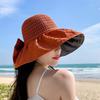 1 шт., стильная соломенная шляпа с широкими полями и защитой от ультрафиолета, вязаная крючком, солнцезащитная шляпа с вырезом
