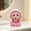 Miniature Gothic Home Decoration Halloween Ghost Statue, Cartoon Skeleton Sculpture, 3D Printed Textures Dark Decor for Office Desk Compact