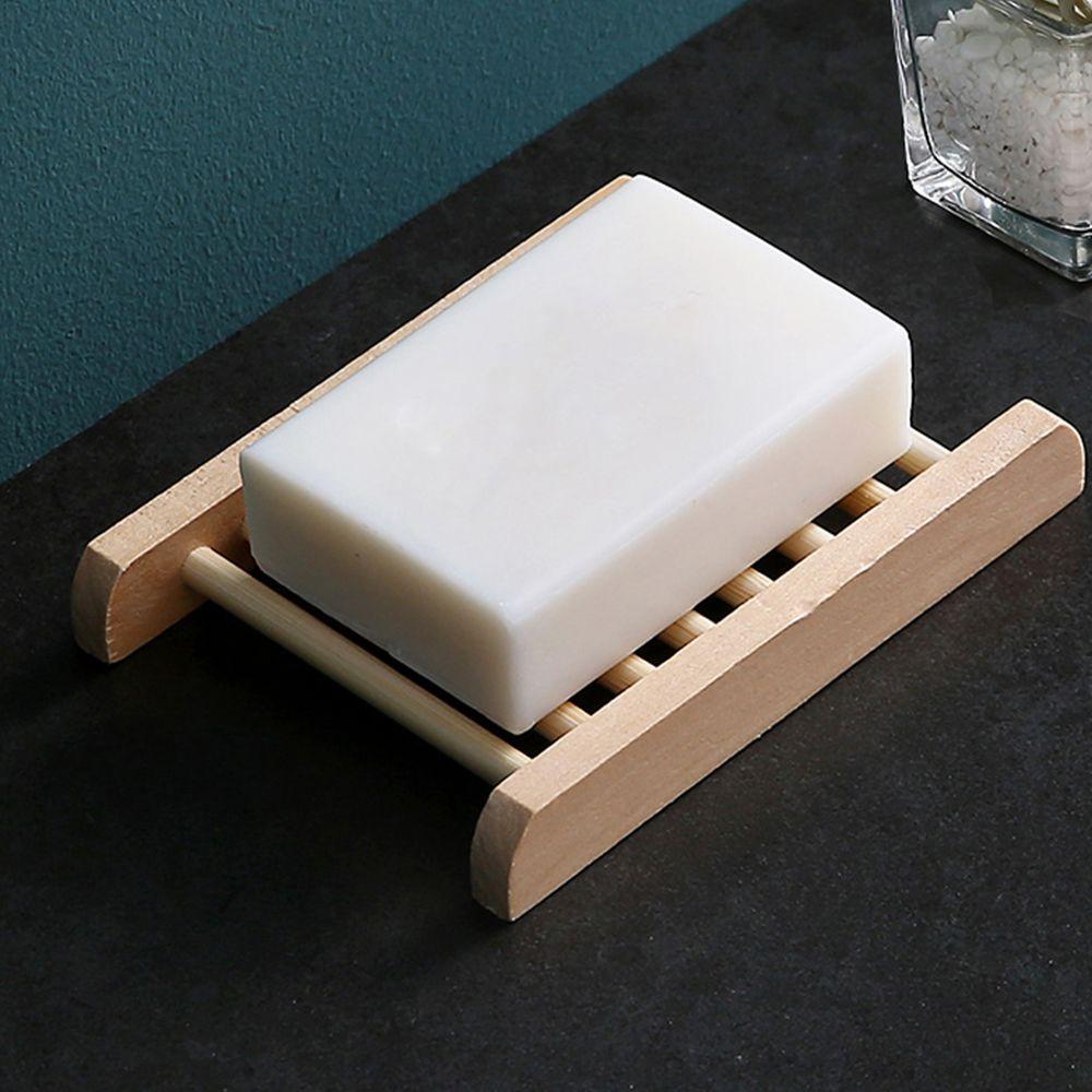 Home & Living Drain Tray Holder Bamboo Leaking Water Soap Holder Storage Box Sponge Plate Soap Dish