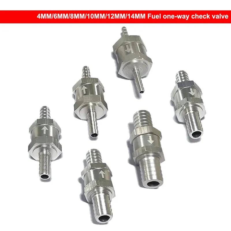 Fuel Check Valve Aluminum Alloy 4/6/8/10/12/14mm High Temp Resistance Automotive One Way Valve