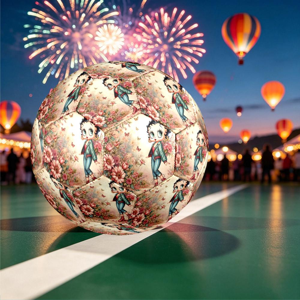 1pc Standard Football Size 5, Soccer Balls, Betty Boop Pattern Soccer Ball, Machine Stitched, Ball for Training & Outdoor Match
