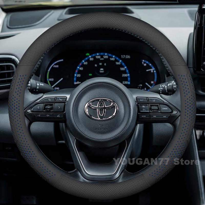 Кожаная накладка на руль автомобиля для Toyota Yaris Cross 2020-2025 Нескользящая автомобильная оплетка руля Аксессуары для Toyota Yaris Cross