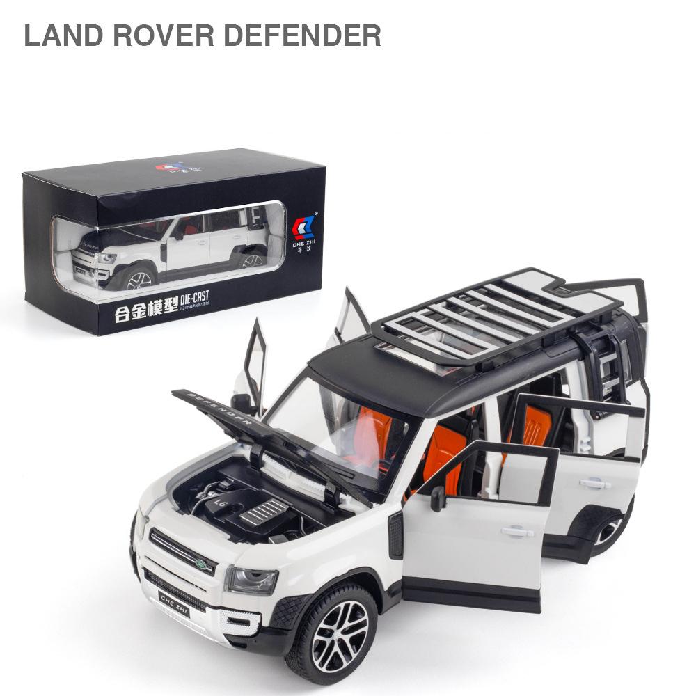 Масштаб 1/24 Land Rover Defender SUV, металлический литой под давлением игрушечный автомобиль из сплава, модель автомобиля со звуком и светом для мальчиков, детей, подарок, транспортные средства, коллекция хобби
