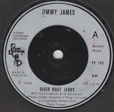 7-дюймовая пластинка JIMMY JAMES - River Boat Jenny PX240 Power Exchange 1976 UK Соул/Фанк Б/У