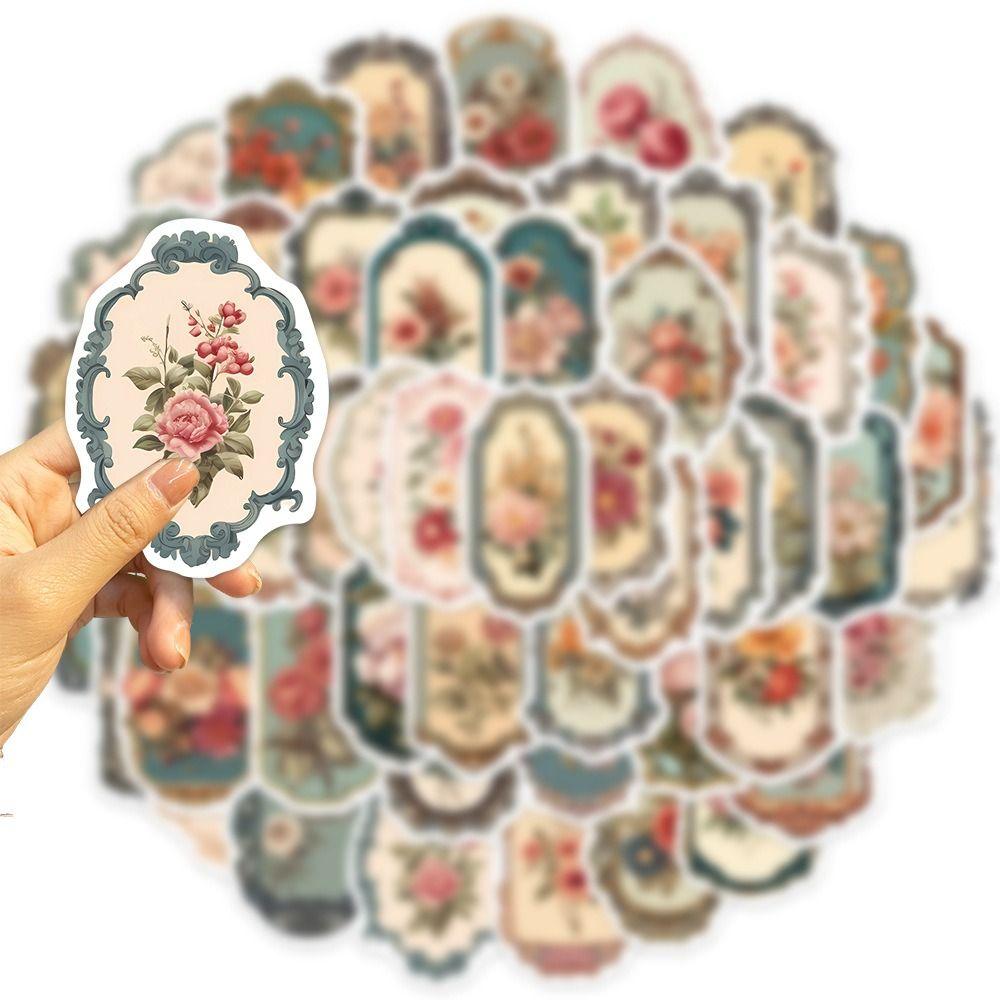 50PCS Retro Design Mirror Graffiti Stickers Waterproof DIY Decorative Stickers Notebook Decoration
