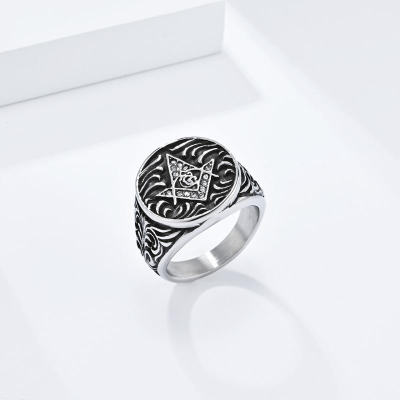 Винтажное масонское кольцо из титановой стали для мужчин, нишевое индивидуальное ювелирное изделие в стиле хип-хоп, мужское золотое кольцо на палец властного братства