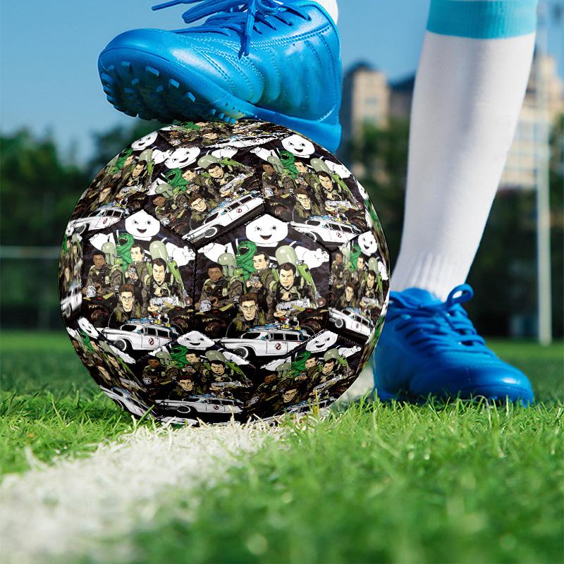 Ghostbusters Print Size 5 Soccer Ball, PU Wear Resistant Football for Match Training and Daily Practice, Birthday Gift for Soccer Fans