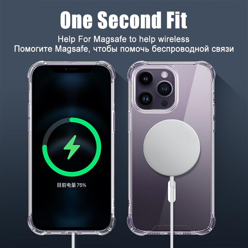 Оригинальный прозрачный магнитный чехол для беспроводной зарядки Magsafe для iPhone 14 15 11 12 13 Pro Max 15 14 Plus Ударопрочный чехол