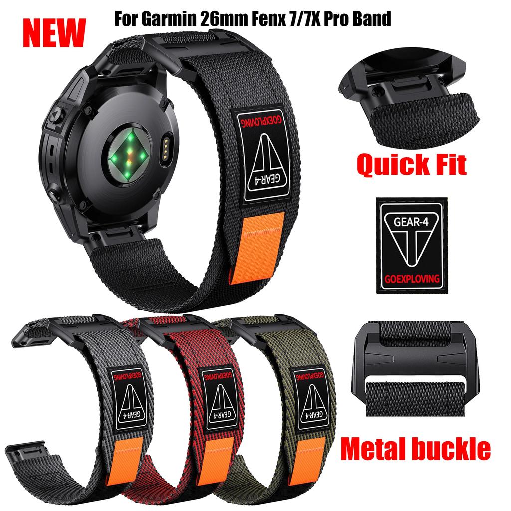 Нейлоновый ремешок QuickFit 26 мм для Garmin Fenix 7X 6X Pro/Epix Pro Gen 2 51 мм 47 мм/Fenix5X 5XPlus Tactix 7 Pro Плетеный ремешок для часов