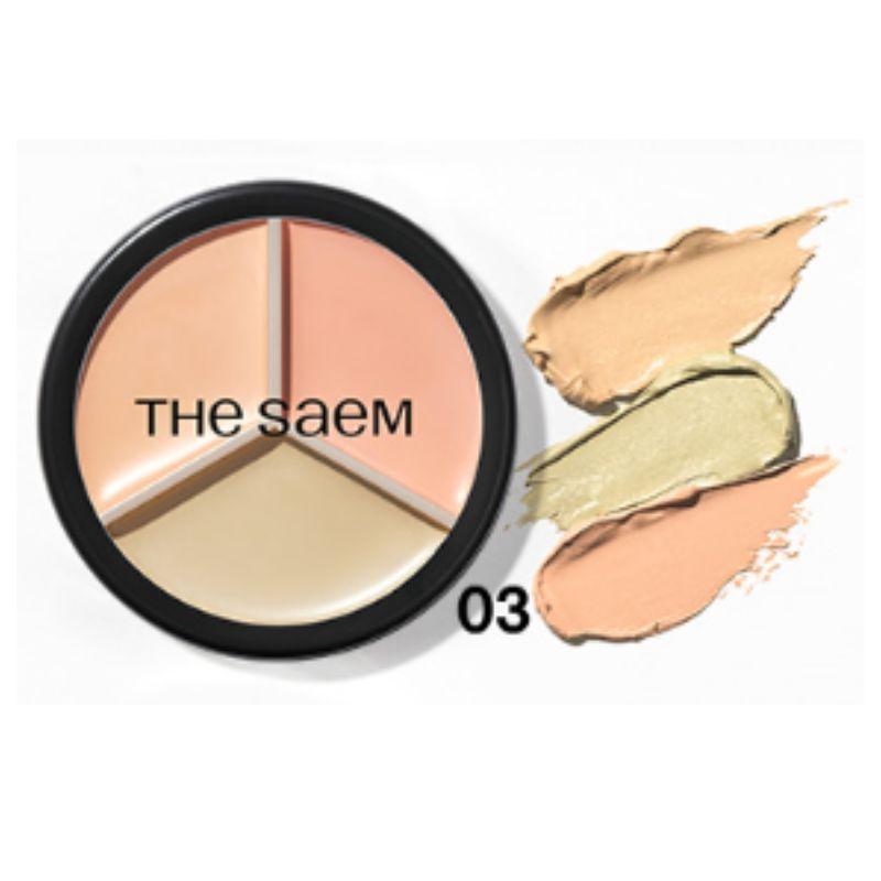 The Saem Консилер-палетка Perfection Triple Pot 13,5 г – 7 цветов Корректирующая палитра для безупречного покрытия и контуринга