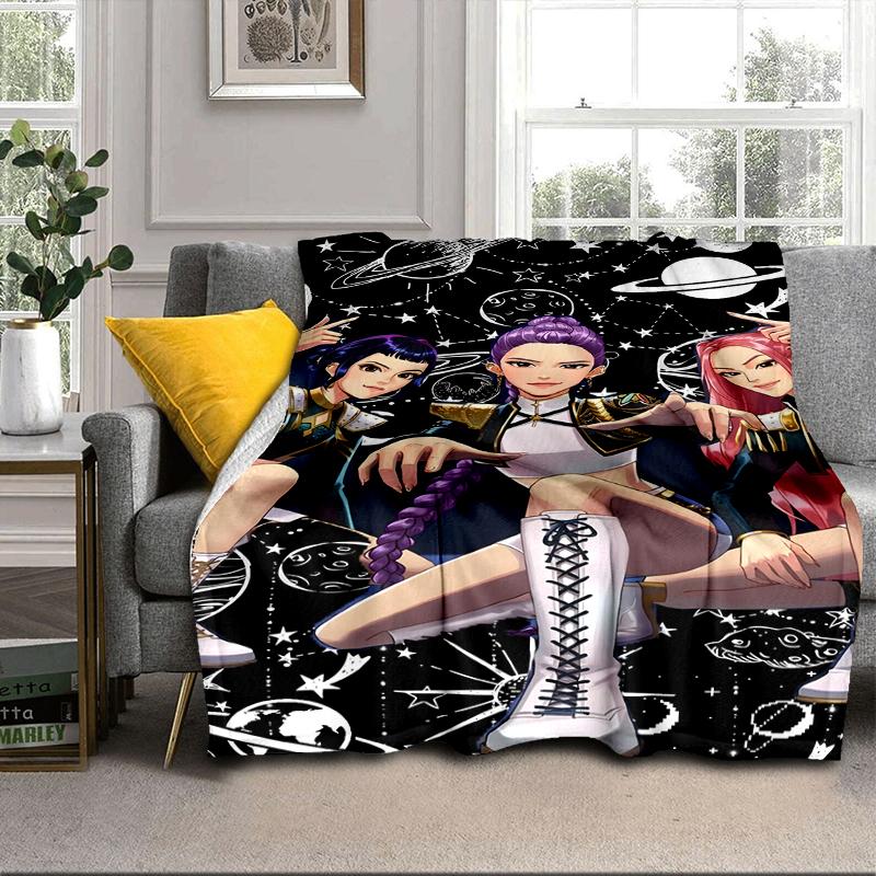 Kpop cartoon Blanket Flannel Blanket for bed, sofa, Camping, Hiking, Picnic Essentials, gift for family Fan gifts