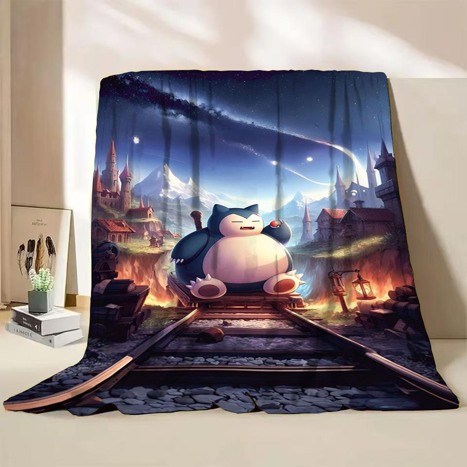 Фланелевое пушистое флисовое одеяло Pokemon Snorlax для дома, спальни, кровати, дивана, офиса, детское покрывало, взрослое мягкое одеяло, милый подарок для ребенка