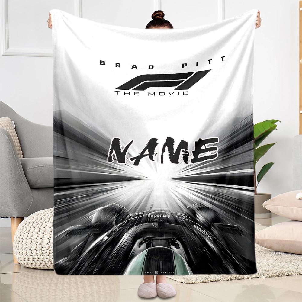 Thrills F1 Racing Customize Text Blanket Multi-purpose Customizable Blanket Warmthful Decor Perfect for Bedding Nap Livingroom Living Room