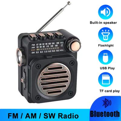 Портативное карманное FM AM SW радио с динамиком, Bluetooth-плеер с фонариком