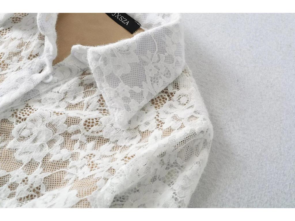 Европейский модный боди с кружевной отделкой и воротником-лацканами