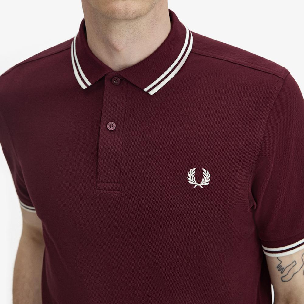 Fred Perry [M3600] Рубашка Fred Perry с двойным воротником - Бордовый/Кремовый M3600-597