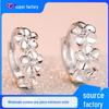 Sterling Silver Plated Zircon Camellia Ear Clips - High-End Fashion Flower Earrings