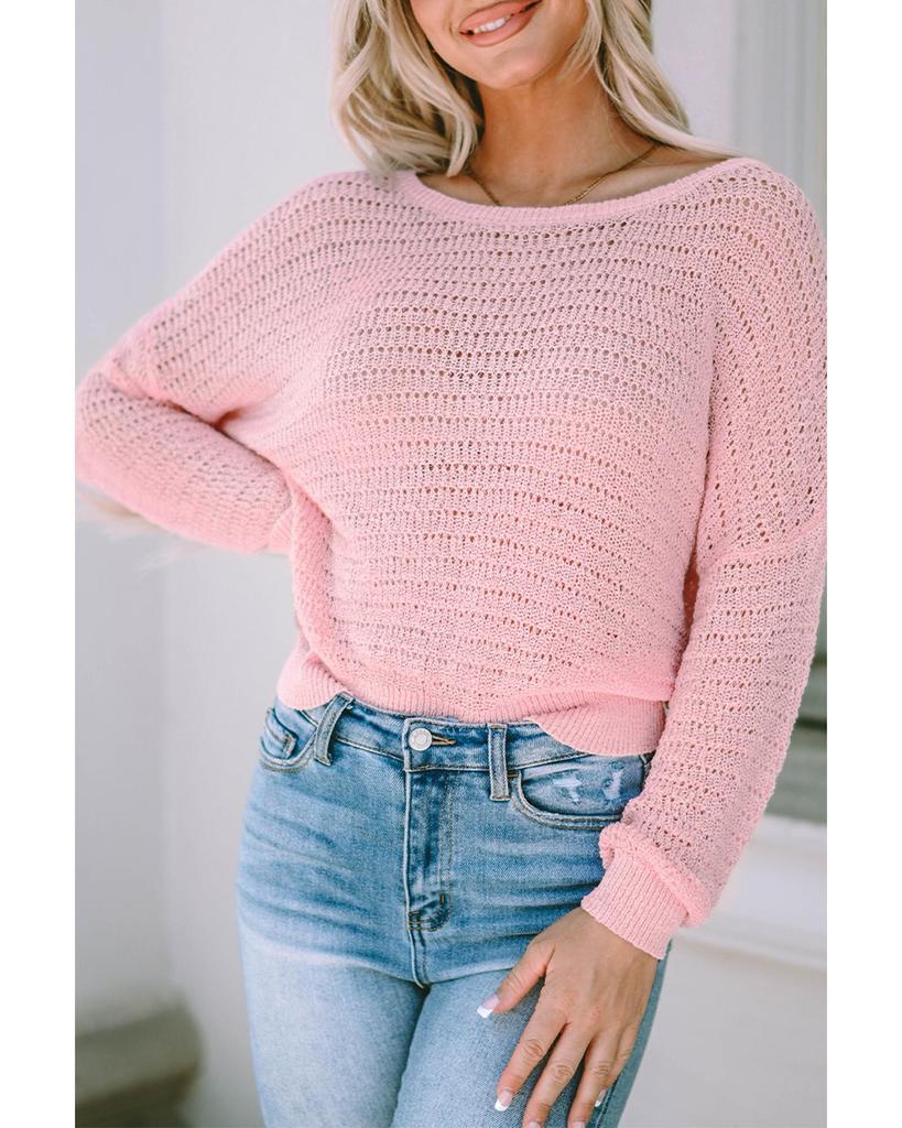 Azura Exchange Топ с длинными рукавами и ажурной вязкой