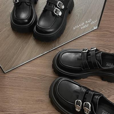 Туфли женские кожаные на толстом каблуке и платформе белого цвета в стиле ретро 2025 года, новые, весна-осень, с круглым носком, увеличивающие рост, универсальные, с юбкой, одинарные