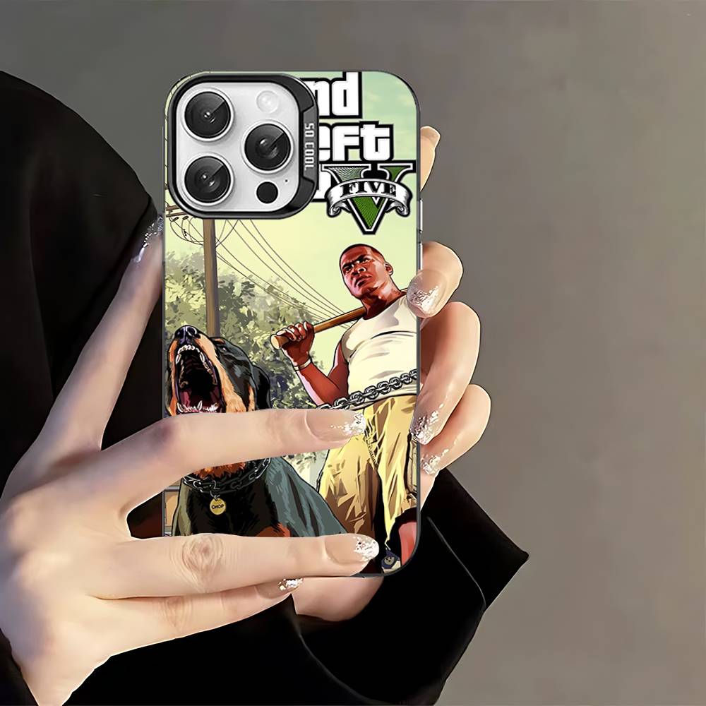 D-Decor T-Theft A-Auto G-GTA Видеоигра Чехол для телефона Для IPhone 17 16 15 14 11 12 13 Pro Max Plus Pro Цветной Серебристый Чехол
