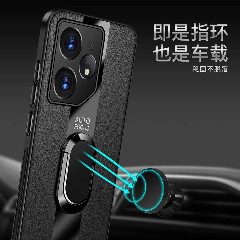 Магнитный держатель-кольцо Чехол Для Realme Neo 7 Turbo Роскошный кожаный противоударный бампер Чехол Для OPPO Realme GT 7 Pro 7T Neo 6