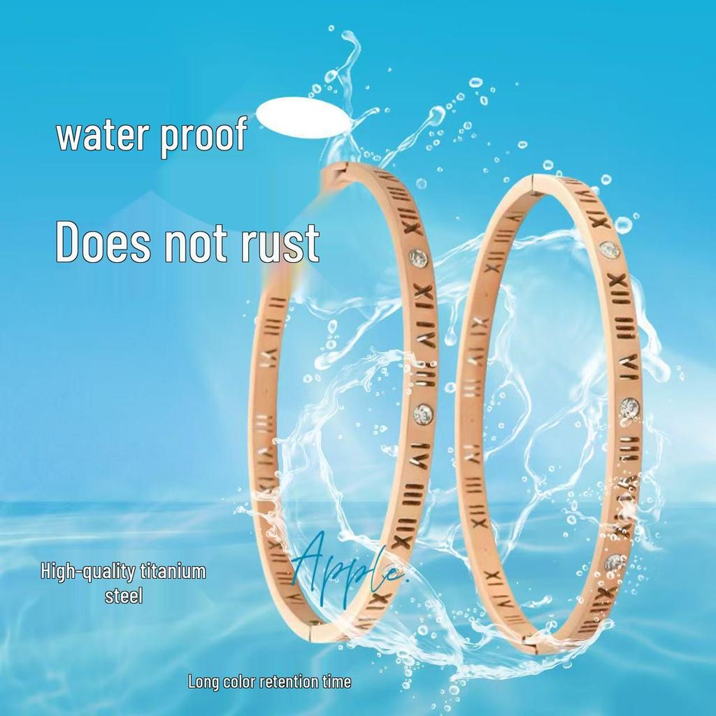 Женский роскошный браслет из нержавеющей стали: Гальванизированный титан, Полная бриллиантовая инкрустация, Европейско-американский стиль