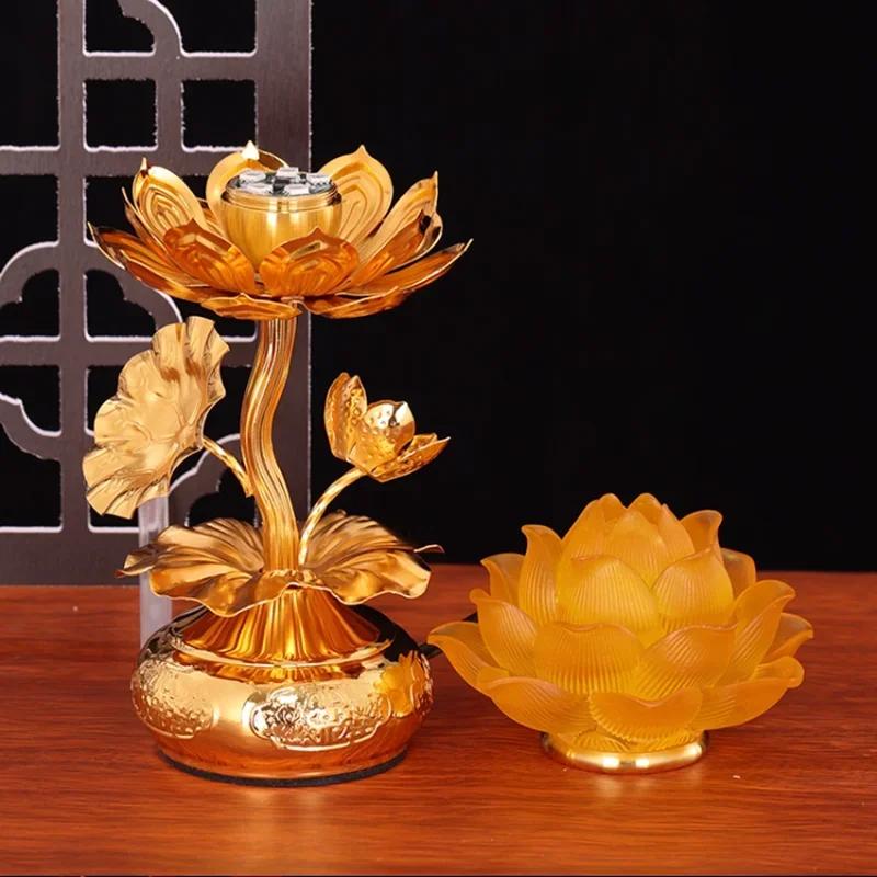 Бытовая светодиодная лампа-лотос с семью цветами, для ламп Будды, молитва перед Буддой, вечный свет, фэн-шуй, предохранительная вилка