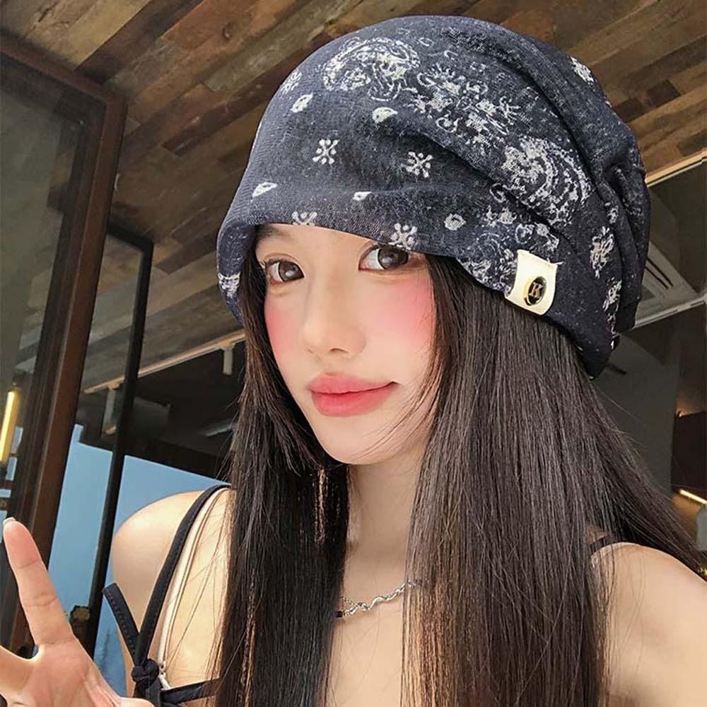 Versatile Style Paisley Beanie Vintage Face Framing Bonnet Polka Dot Cap Photoshoot