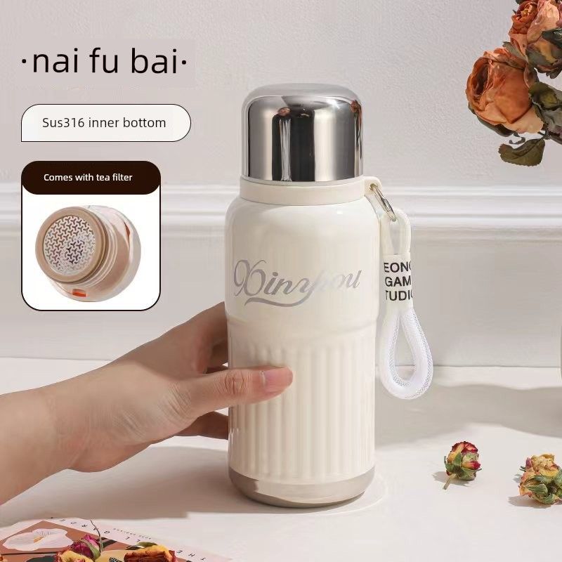 Ins Korean-Style Thermos Pot, Large-Capacity Thermos Cup, High-Looking Water Cup for Girls, with Lid, Pop-Up Cup, Student Water Cup