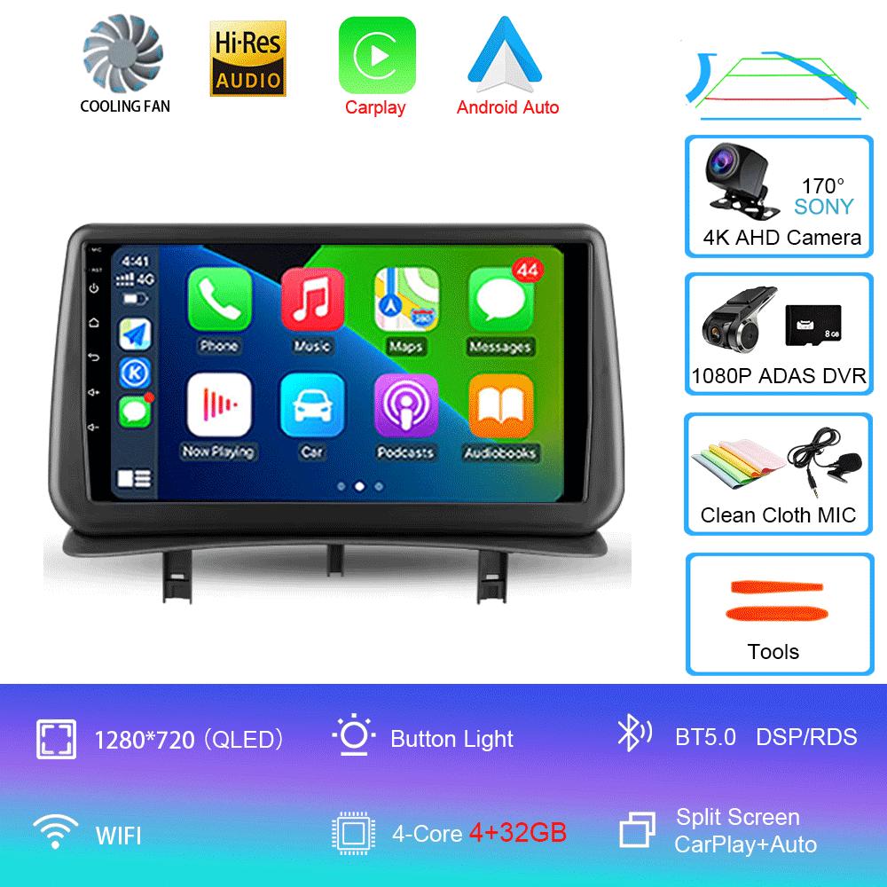 Видеоплеер Автомобильный Радиоприемник Android 14 Для Renault Clio 3 2005-2014 Беспроводной CarPlay Auto 4G Мультимедиа Навигация GPS 2din