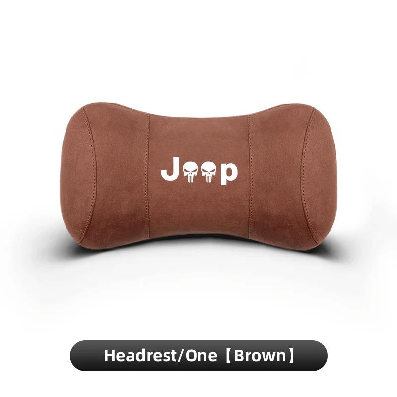 For Jeep Suede Car Neck Pillow Auto Seat Headrest Pillow Accessories For Jeep Renegade Wagoneer Avenger Recon Wrangler JK Gla