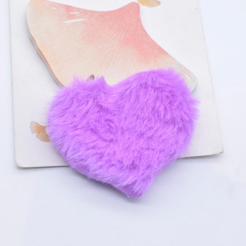 12Pcs 60*50mm Padded Plush Furry Heart Applique DIY Crafts Patches Flatback Scrapbooking Ornament Accessorie
