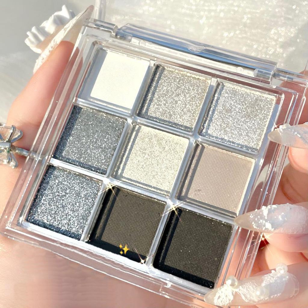 9 цветов Punk Smokey Eyeshadow Palette Cool Toned Matte Glitter Eye Shadow Makeup Palette Gray Black Eye Pigment Makeup Palette