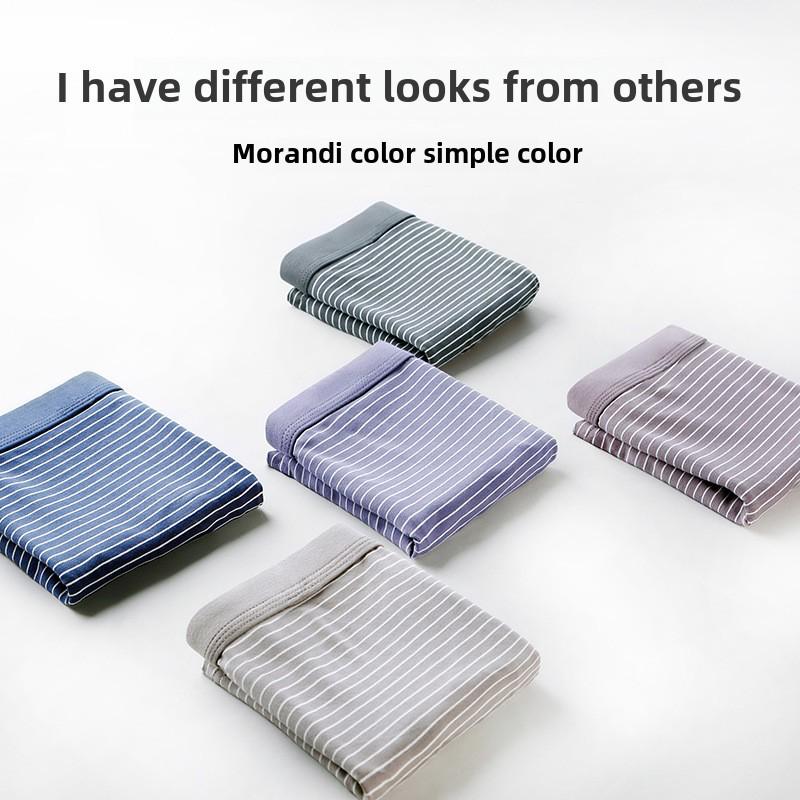 Мужские хлопковые трусы-боксеры из модала — дышащие, большого размера, в полоску, в японском стиле, для осени и зимы.