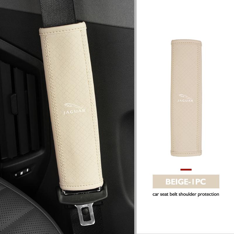Car Logo Leather Car Safety Belt Shoulder Pads Auto Accessories For Jaguar XK S-Type F-Type X-Type F-Pace I-Pace E-Pace XFR XKR U4