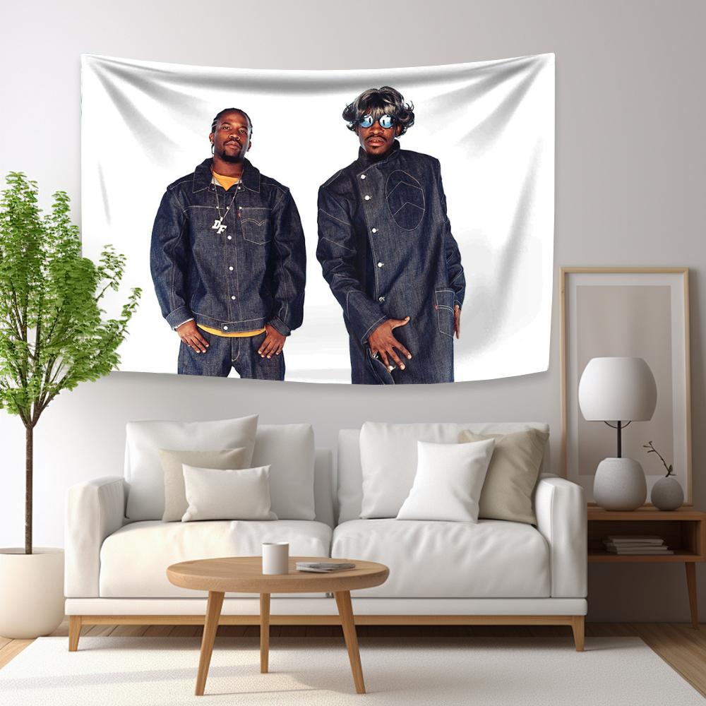 Rap Singer Tapestry OutKasts Album Cover Printed Flag Wall Hanging Background For Bedroom Indoor Outdoor Decor Concert Banner