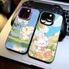 Милый Чехол-Зайчик Для iPhone 17,16,15,14,13,12,11 Plus,Pro Max,XS,Красочный Серебристо-Черный Чехол