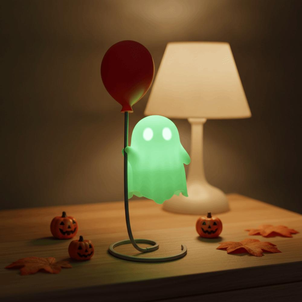 Spiral Base Halloween Ghost Figure Resin Material Miniature Balloon Ornament Nightstand Companion