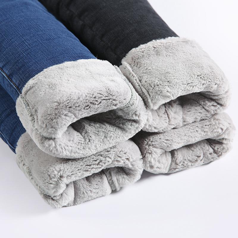 Женские джинсы из утолщенного флиса, с высокой посадкой, облегающие, универсальная верхняя одежда, зимние, эластичные, облегающие брюки, удобные, осенне-зимние