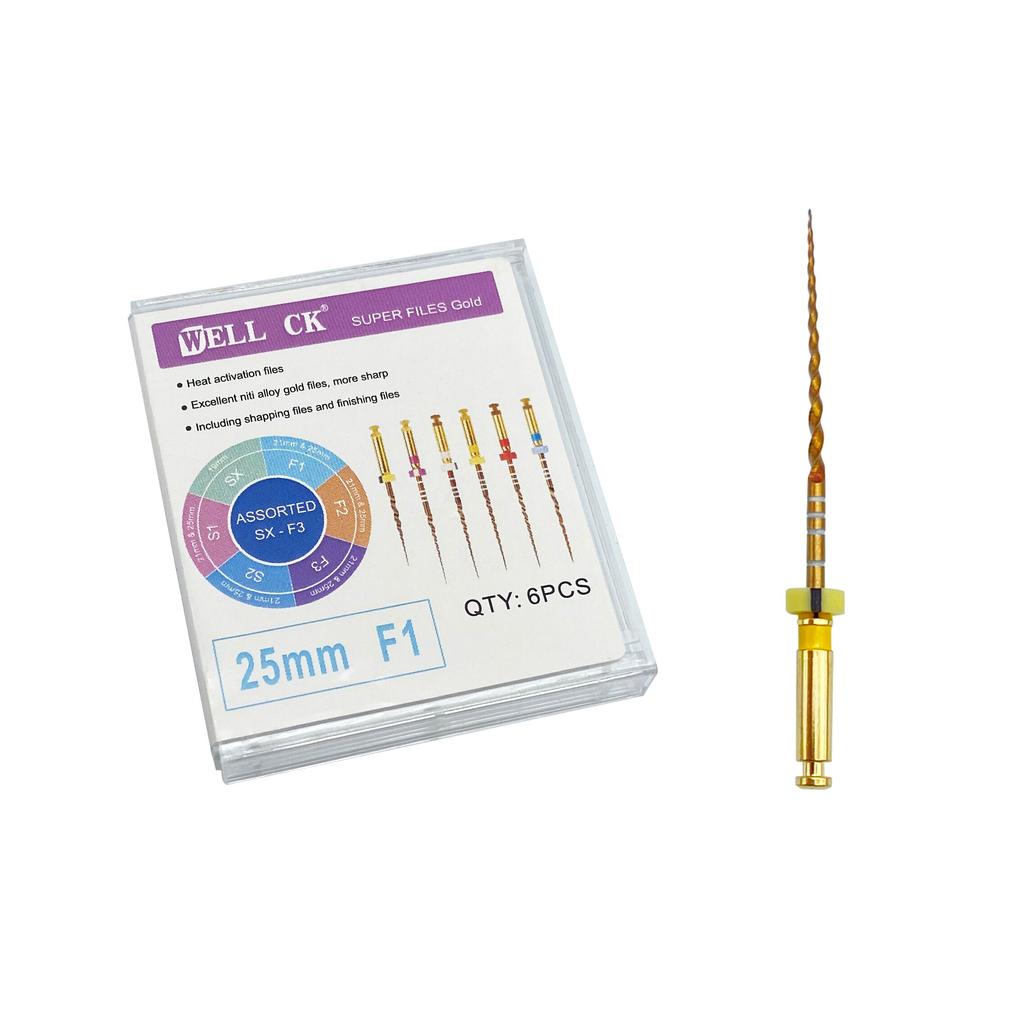 Зубной файл корневого канала, золотые эндодонтические суперфайлы, золотые эндодонтические файлы, 25 мм, никель-титан