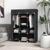 Fabric Wardrobe, with Rails and Shelves - Black