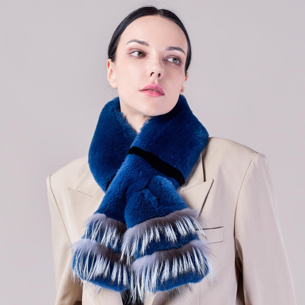 Шарф из натуральной шерсти кролика Рекс, корейская версия, простой длинный плюшевый плетеный плюшевый шарф, теплый и утолщенный, универсальный, для женщин