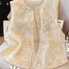 2025 Summer Bead Embroidery High-end Luxury Thin Vest Top Vest