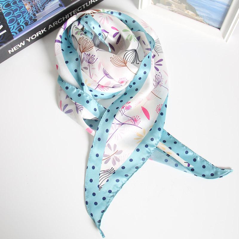 1116 autumn and winter silk scarf small square scarf women's new silk scarf versatile Korean printed plain weave parallel scarf wholesale