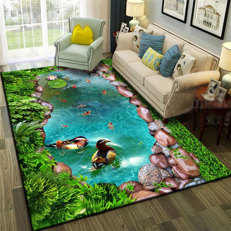 3D Carpet Floor Mat Landscape Pattern Living Room Carpets Sofa Mat Bedroom Bedside Rugs Entrance Non Slip Doormat Rug