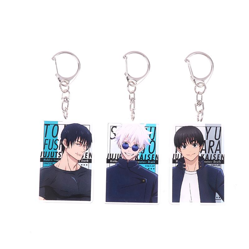 Jujutsu Kaisen Anime Figures Gojo Satoru Geto Suguru Cosplay Acrylic Key Chains Fushiguro Toji Character Keyring Decor Pendant